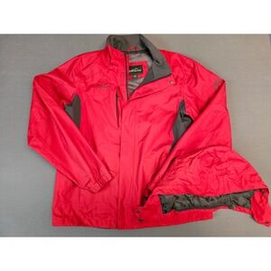 Eddie Bauer WeatherEdge Red Waterproof Breathable Hooded Jacket Mens Large